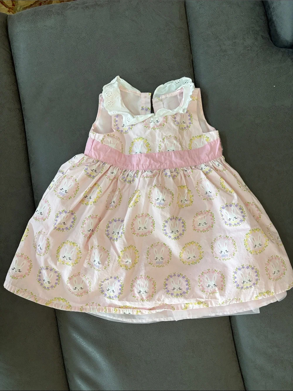 Gymboree Light Pink Bunny Wreath Eyelet Collar Dress